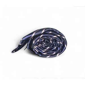 Valentino Mens Silk Striped Tie Navy Pink Made‎ in Italy Luxury Necktie
